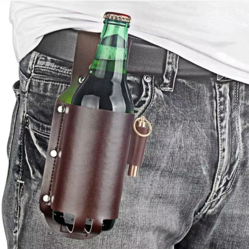 Wine Beer Holder - Sarung Pinggang Botol Bir Kulit PU